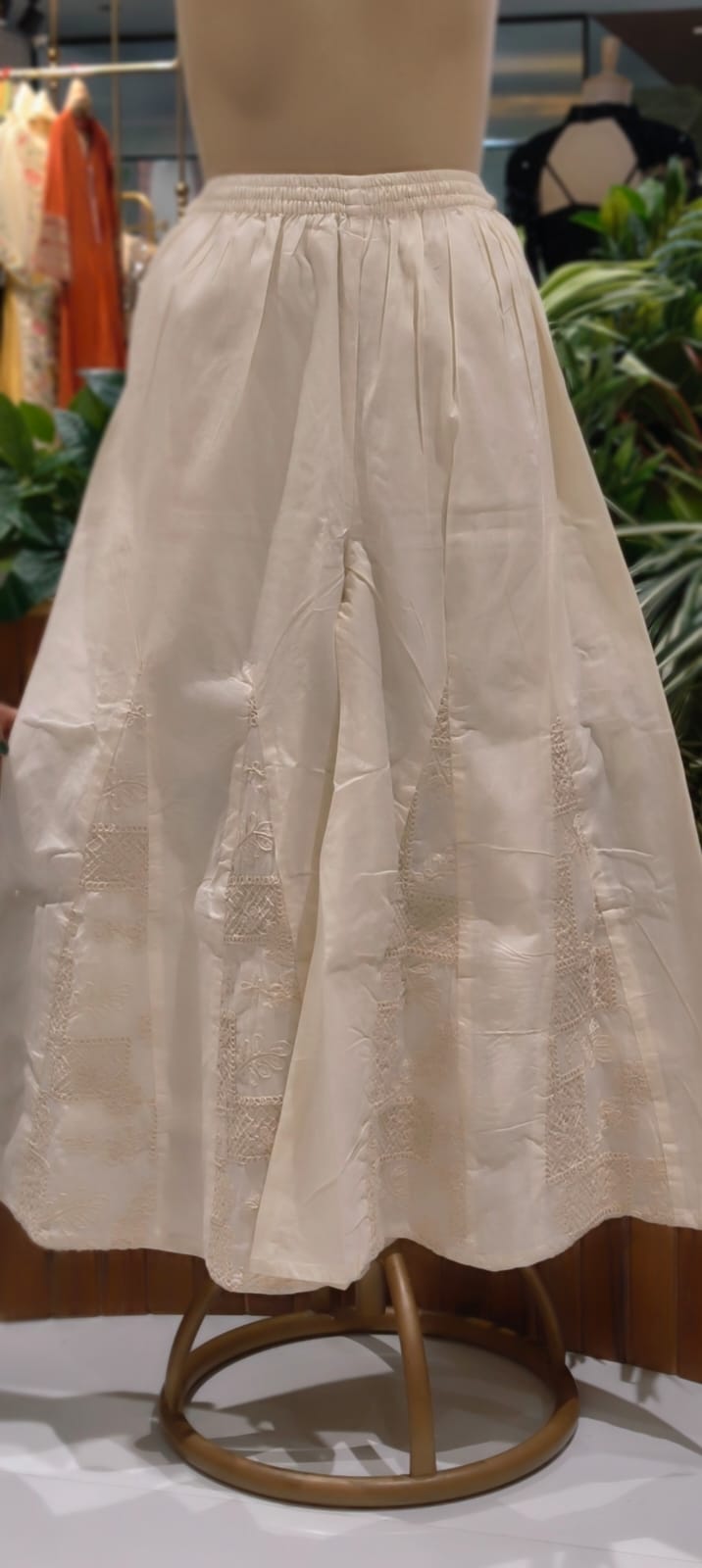 Serene Cream Heirloom Thread Embroidered Co-Ord Set In Kora Cotton Fabric- 13616