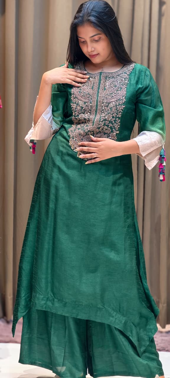 Stunning Hand-Embroidery Exquisite Festive Wear Kurta Pant Set- 13250