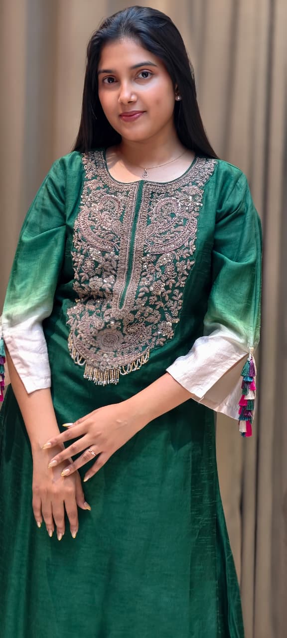 Stunning Hand-Embroidery Exquisite Festive Wear Kurta Pant Set- 13250