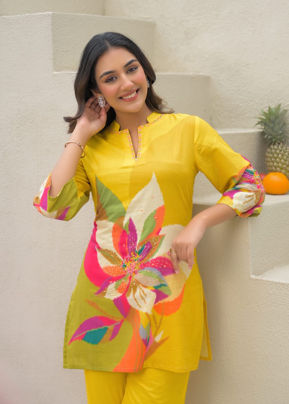 Summer Vibe Cool Printed Co-Ord Set In Premium Cotton Fabric- 13805