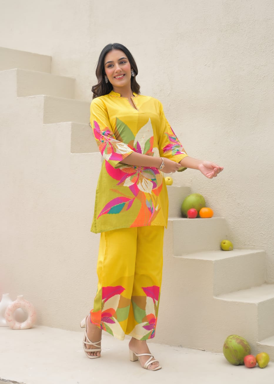 Summer Vibe Cool Printed Co-Ord Set In Premium Cotton Fabric- 13805