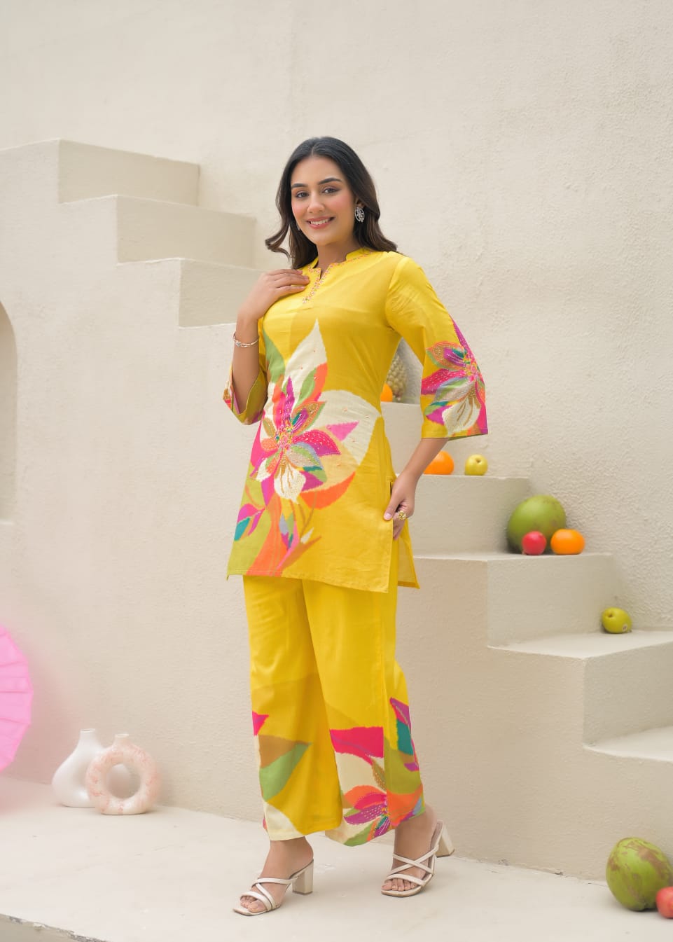 Summer Vibe Cool Printed Co-Ord Set In Premium Cotton Fabric- 13805