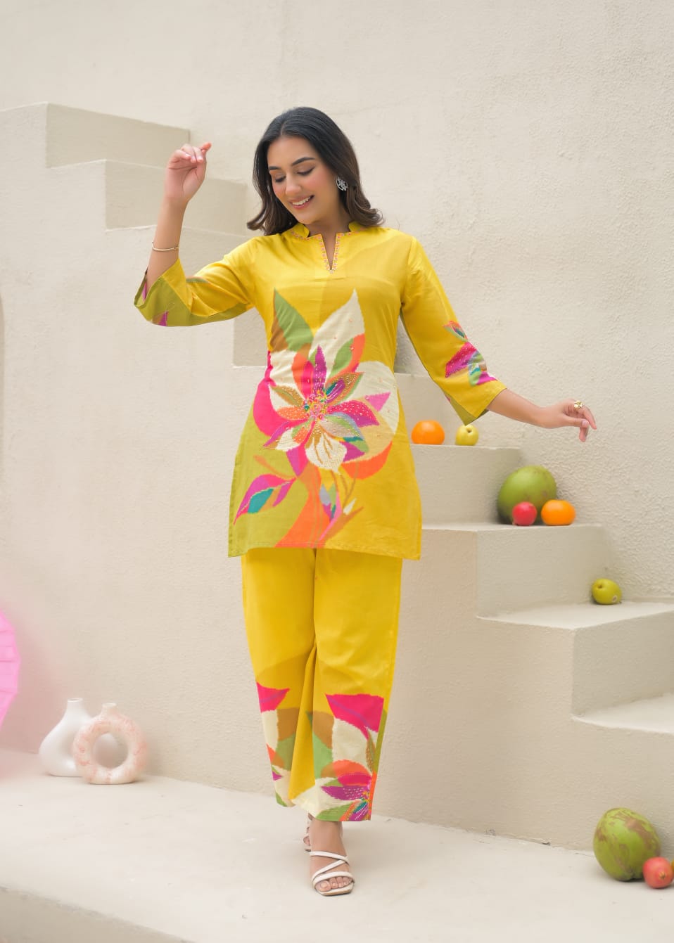 Summer Vibe Cool Printed Co-Ord Set In Premium Cotton Fabric- 13805