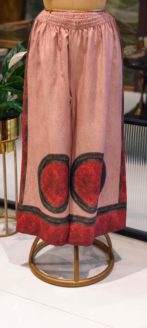 Elegant linen Cotton Printed Kurta Set with Wide-Leg Pants-13871