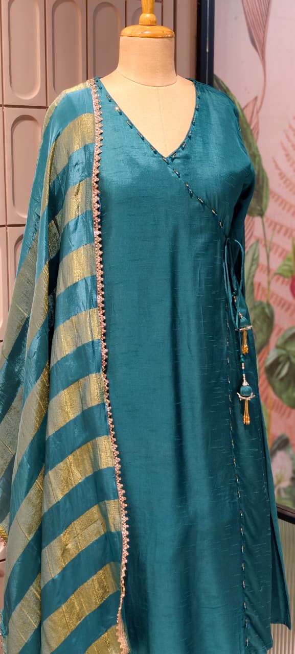 Solid Shade Angrakha Anakarli  Small Beads Works Full Suit Set 12755