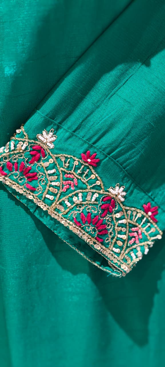 Solid Shade Angrakha Anakarli  Small Beads Works Full Suit Set 12755