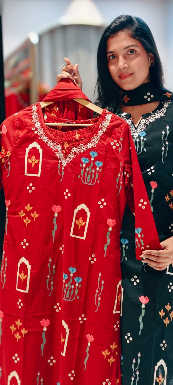 Jharokha-inspiredprints 3-Piece Cotton Suit Set-13571