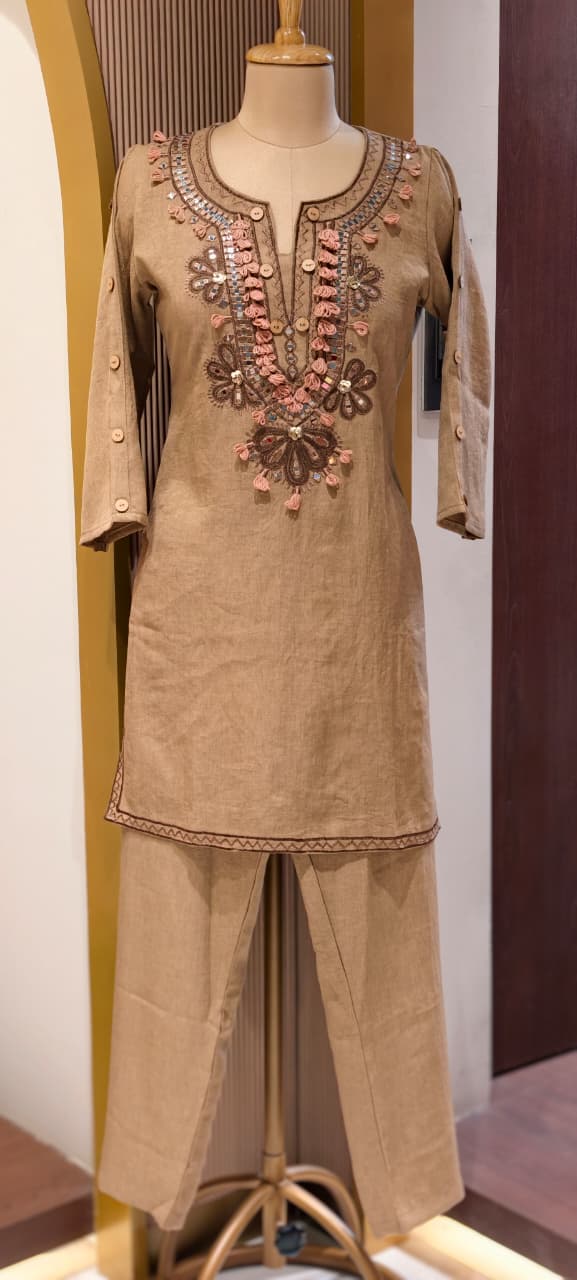 Premium Cotton Blend Ethnic Cords Set with Intricate Thread & Mirror Work-14004 RB05