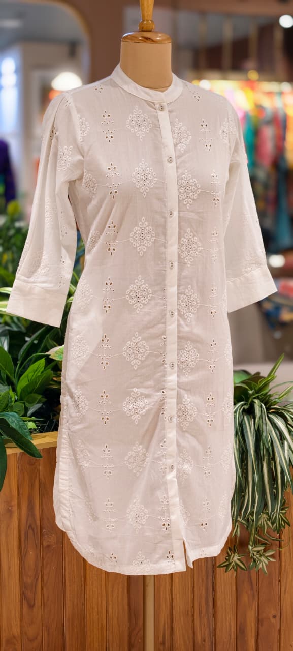 Elegant Hacoba Cotton Straight Only Kurti with Front Button Detailing Summer Pastel Collection 13985 RB02