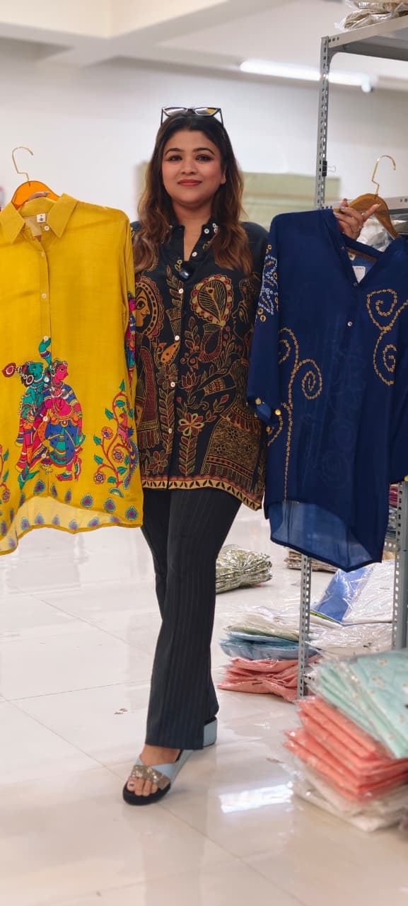 Stylish Crepe Printed Shirt Collection with Button-Down Design Contemporary Fusion Wear-14020-21-22 RB01