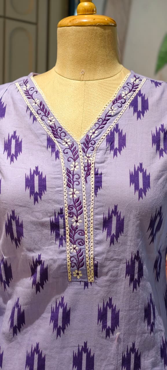 Soft Breathable Ethnic Suit with Ikat Inspired Motifs for Summer Special Cotton Full Suit Set 13965-RB15