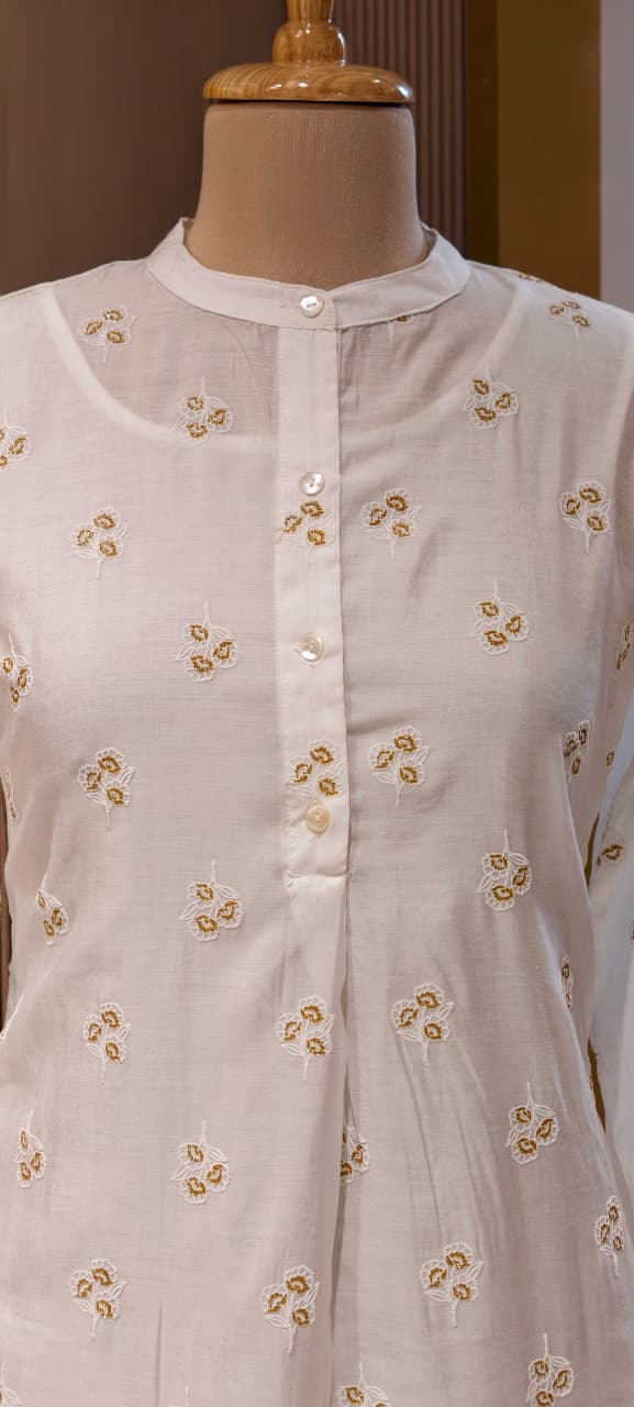 Elegant Surat Mul Chanderi Hi-Low Kurti with Inner And Delicate Buti Print 13983 RB03