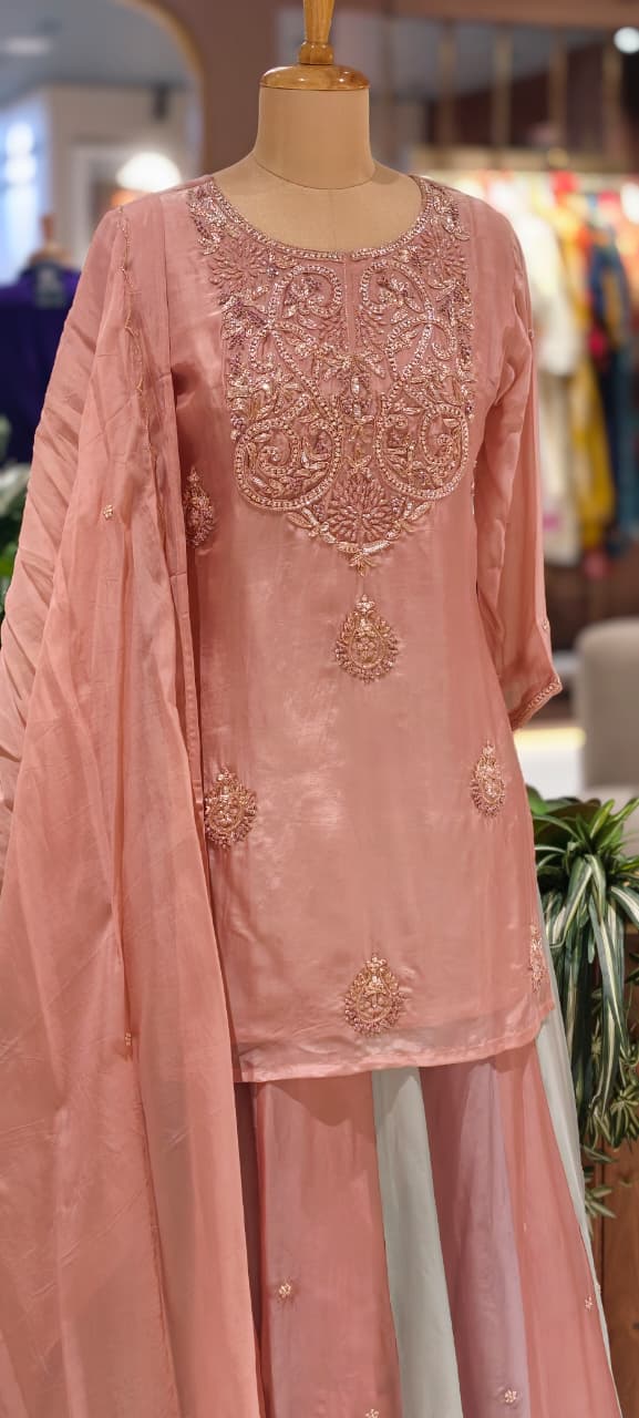 Elegant Pastel Embroidered Kurta Lehenga Set with Dupatta-13781 RB26