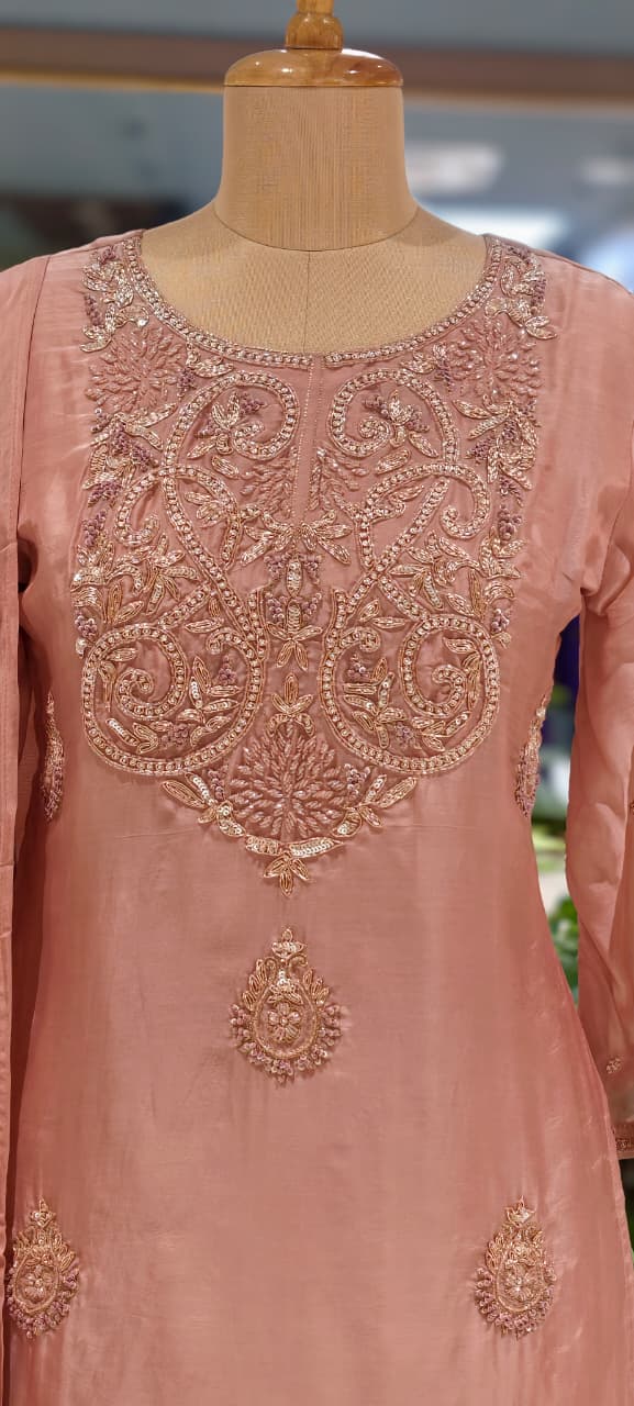 Elegant Pastel Embroidered Kurta Lehenga Set with Dupatta-13781 RB26