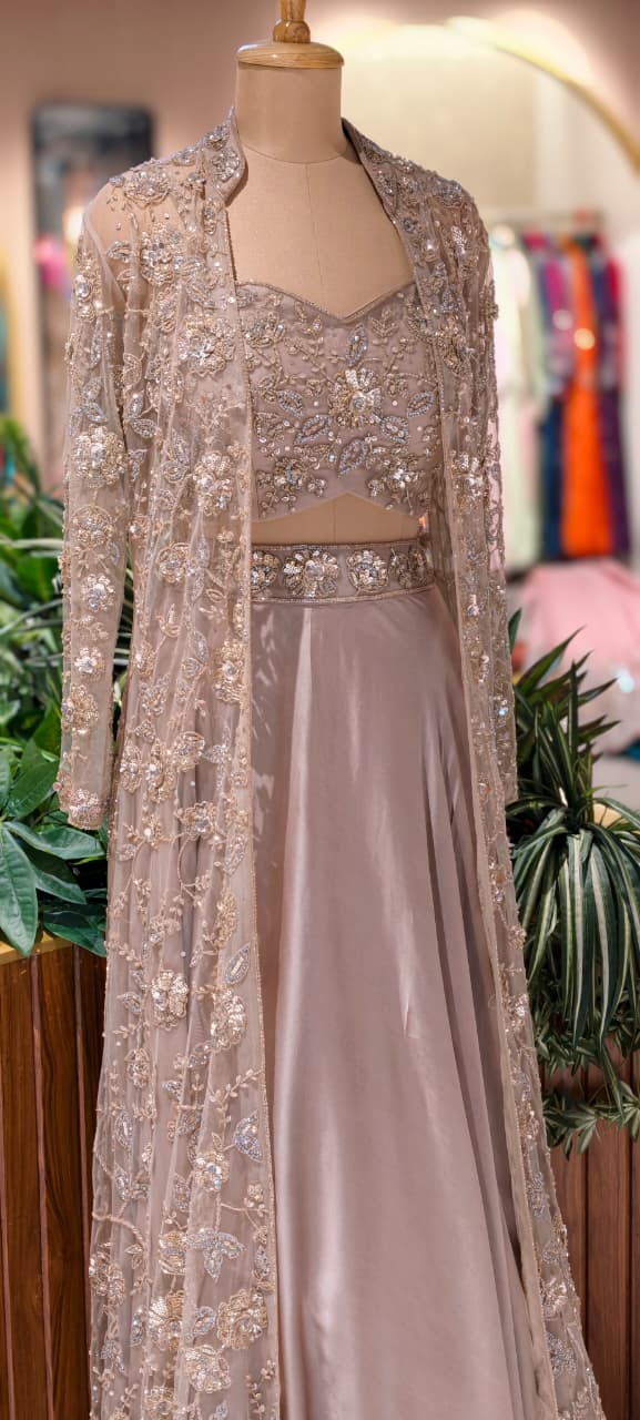 Luxury Champagne Embroidered Gown with Sheer Embellished Jacket 14089 RB74