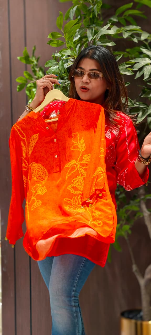 Floral Dotted Print Butter Shine Casual Wear Shirt In Crepe Fabric- 14021  RB104
