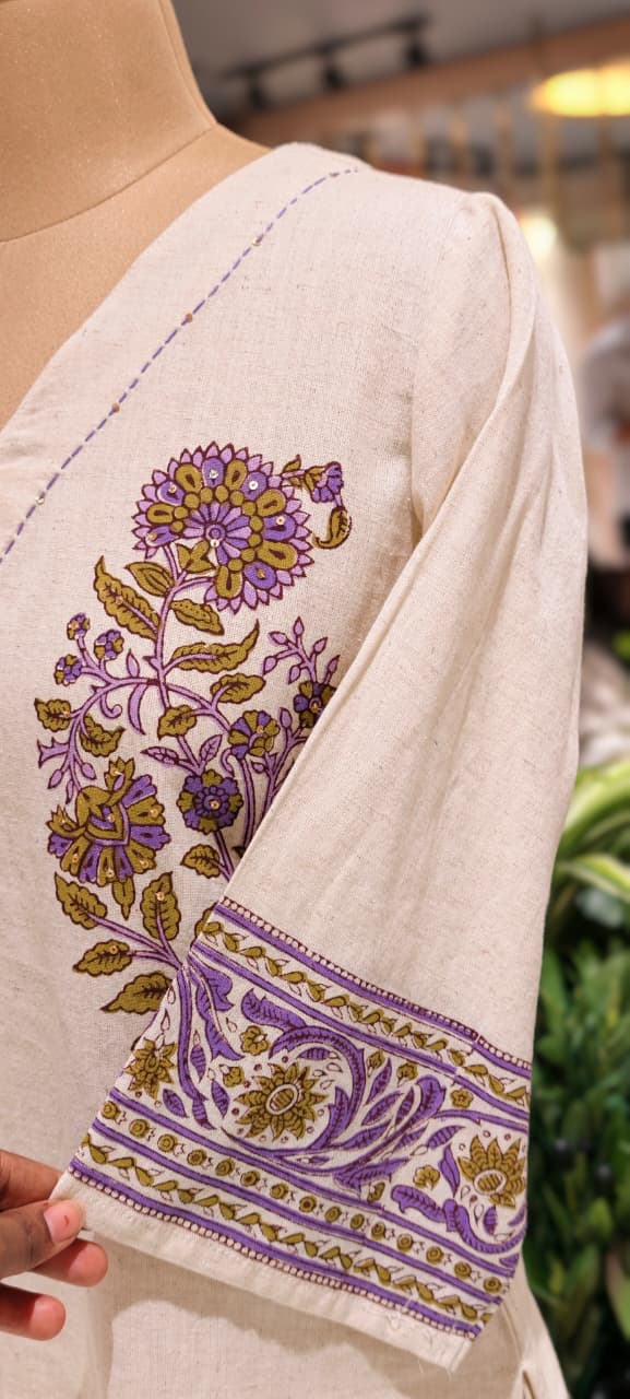 Minimal Floral Printed V-Neck Casual Wear Cotton Full Suit Set With Dupatta In Flex Cotton Fabric- 13988 RB123