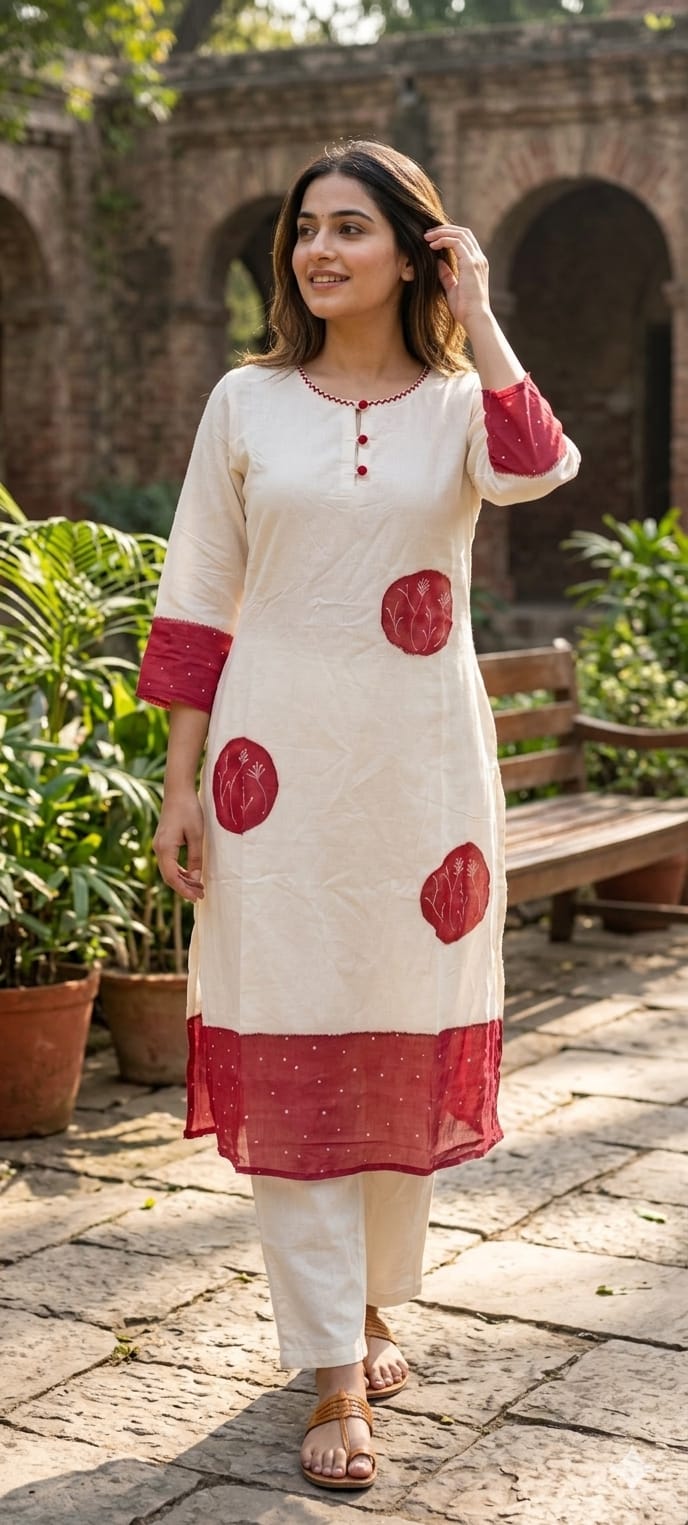 Galaxy Giant Round Blocks Print Premium Mul-Cotton Kurta Pant Set- 14141  RB147