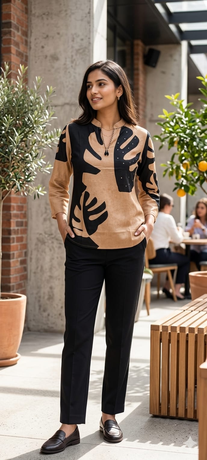 Sophisticated Bloomy Blue Casual Wear Collared Muslin Short Kurti Only-14165  RB165