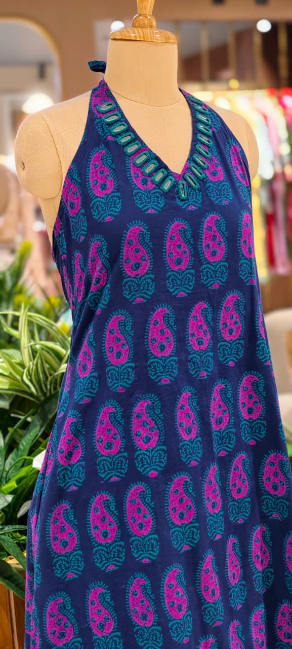 Real Mirror Haulter Neckline Summer Friendly Printed Kurta Pant Set In Cotton Fabric- 14190 RB168