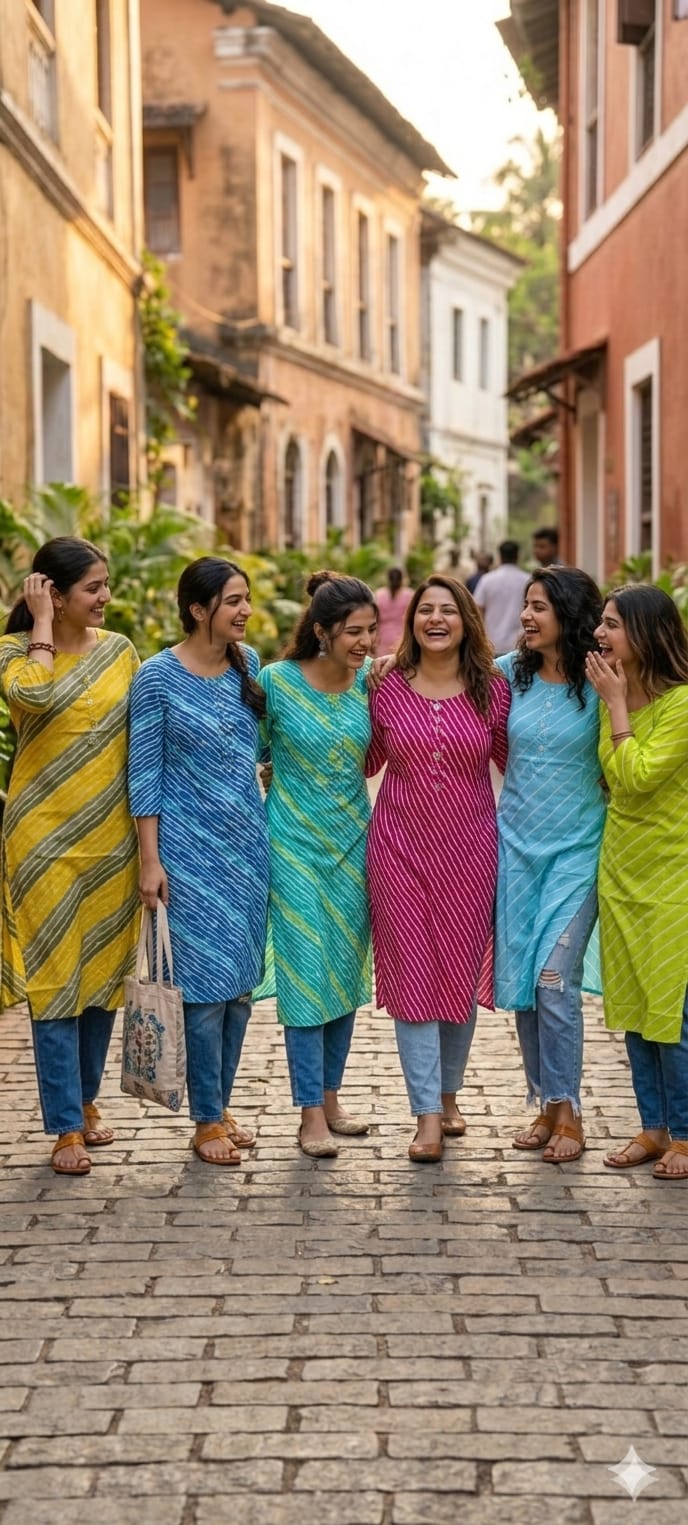 Vibrant Cotton Leheriya Only Print Kurti Embroidered Yoke Detailing-14264 RB186