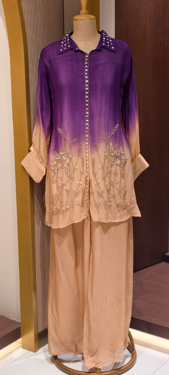 Mystic Bloom Shaded Tunic & Palazzo Co-Ord Set-14245