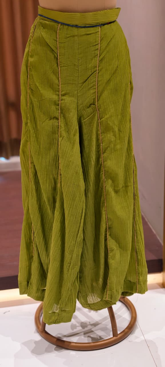 Angrakha Style Premium Olive Green Kurta Palazzo Set with Embroidered Hem & Contrast Purple Dupatta-14217 RB321