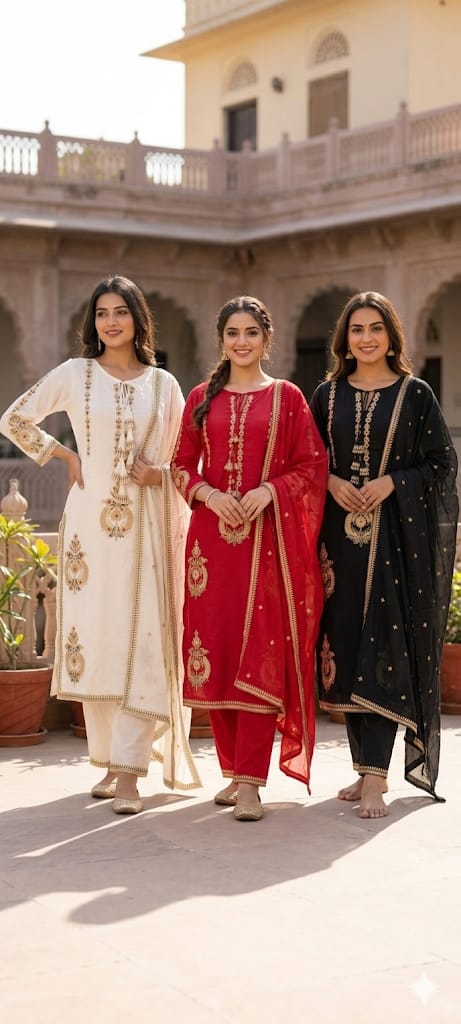 Golden Touch Pure Zardosi Work Embroidery Occasional Wear Mul-Cotton Full Suit Set With Dupatta- 14731 RB389