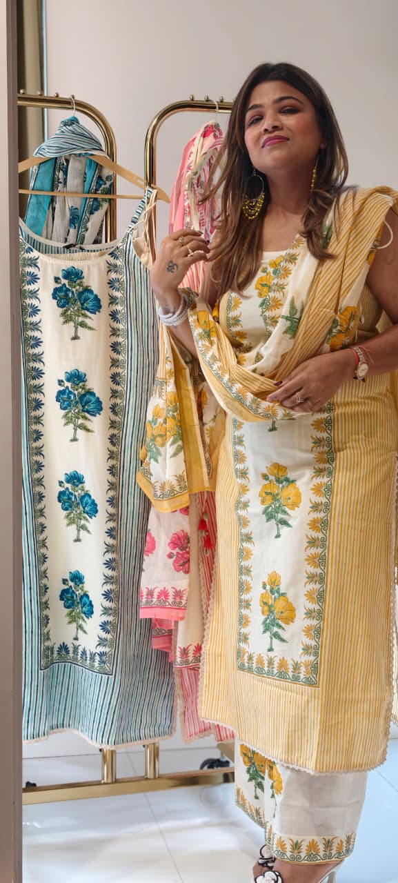 Strappy Kodi Tassel Sleeveless Printed Cotton Full Suit Set With Dupatta- 14794 RB410