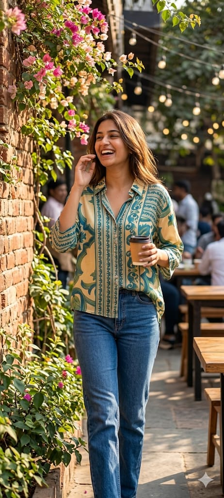 Classic Fusion Printed Relaxed Fit Crepe Tunic Shirt- 14860 RB494