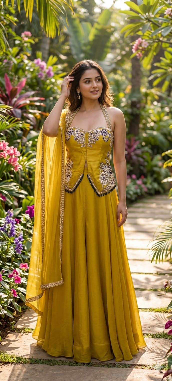 Royal Indigo Hand-Embellished Regal Statement Stunning Scalloped Bodice Indo Wear- 14326 RB333