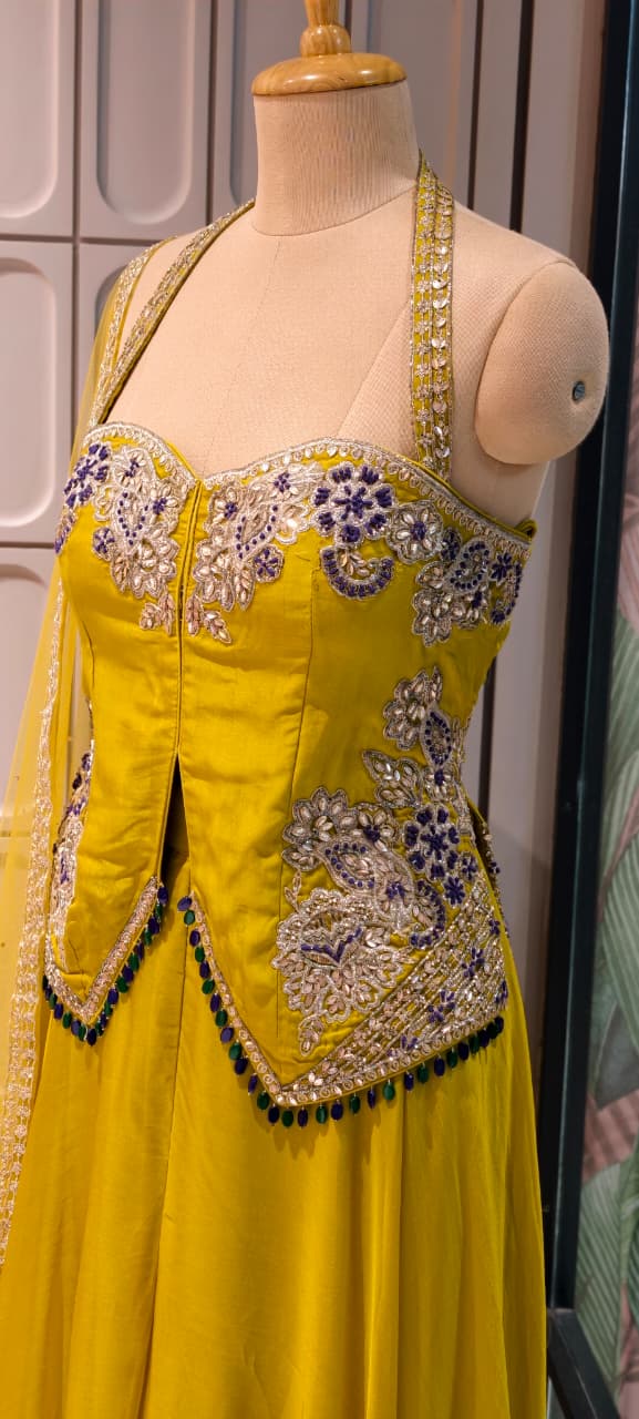 Royal Indigo Hand-Embellished Regal Statement Stunning Scalloped Bodice Indo Wear- 14326 RB333