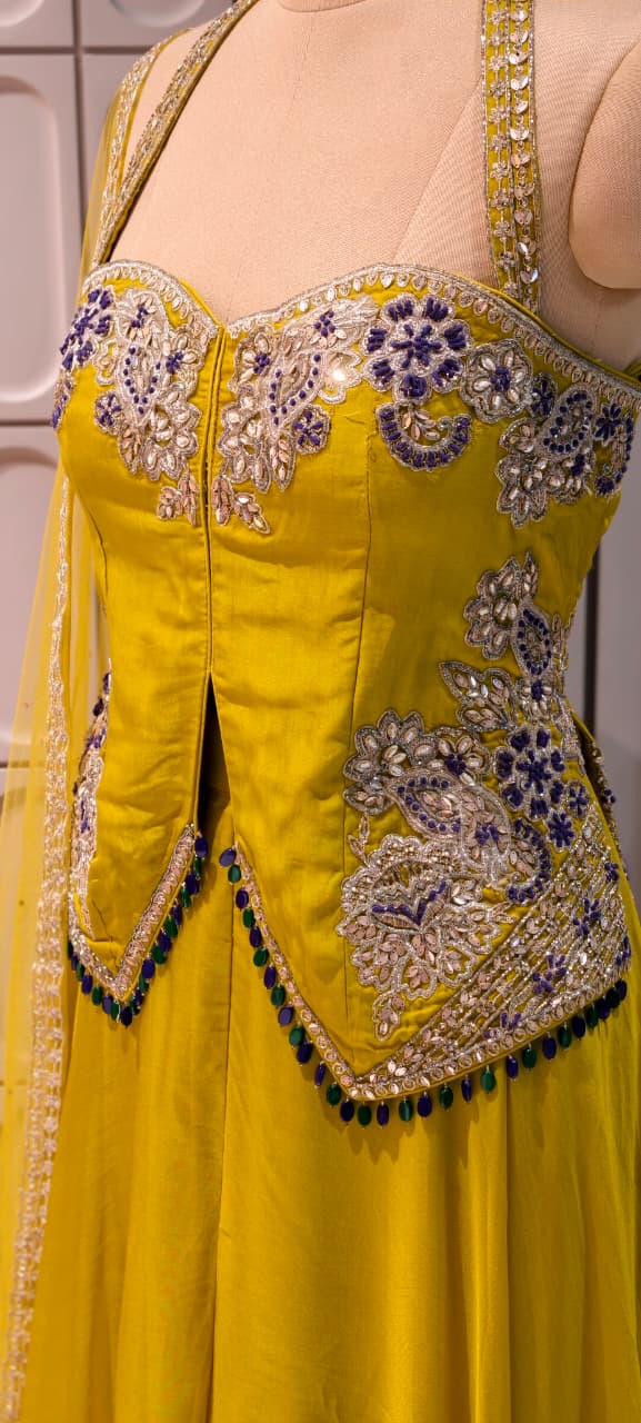 Royal Indigo Hand-Embellished Regal Statement Stunning Scalloped Bodice Indo Wear- 14326 RB333