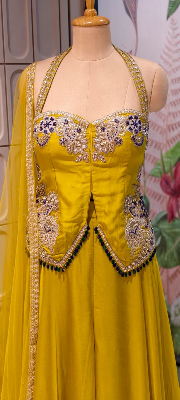 Royal Indigo Hand-Embellished Regal Statement Stunning Scalloped Bodice Indo Wear- 14326 RB333
