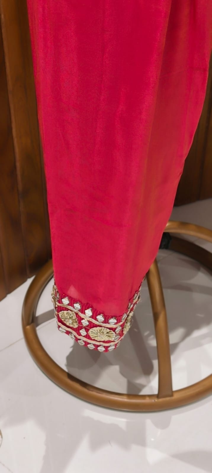 Designer Heavy Mirror Work Embroidered Kurta with Farshi Bottom  Dupatta-14879