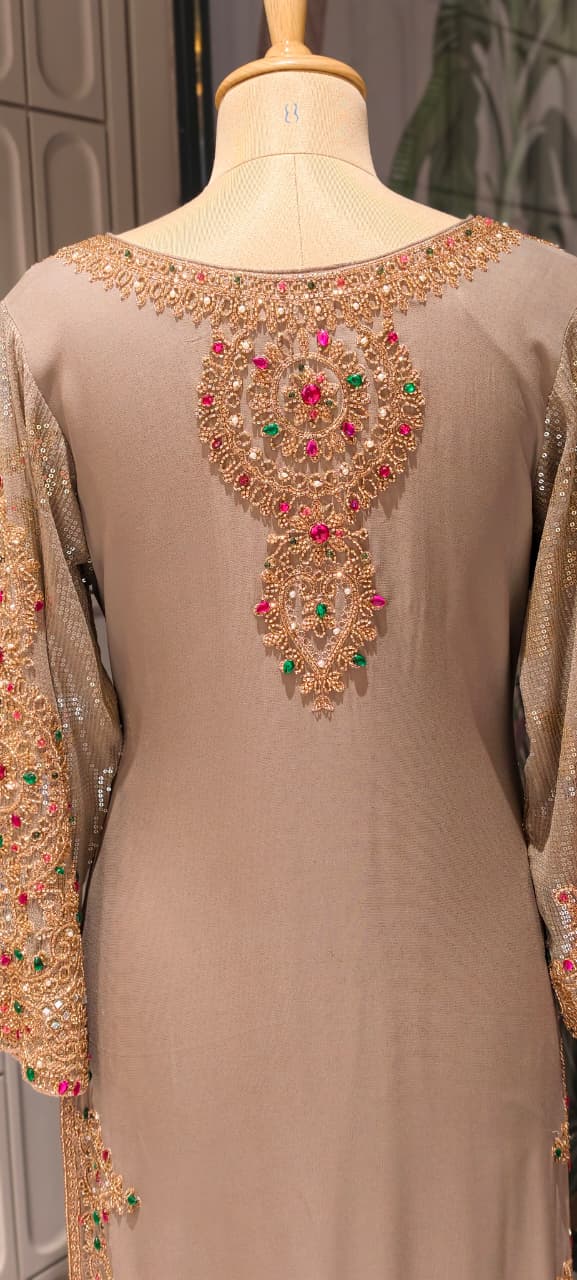 Premium Sequin, Stone & Handwork Embellished Designer Party Wear Full set-14841