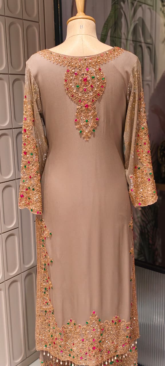 Premium Sequin, Stone & Handwork Embellished Designer Party Wear Full set-14841
