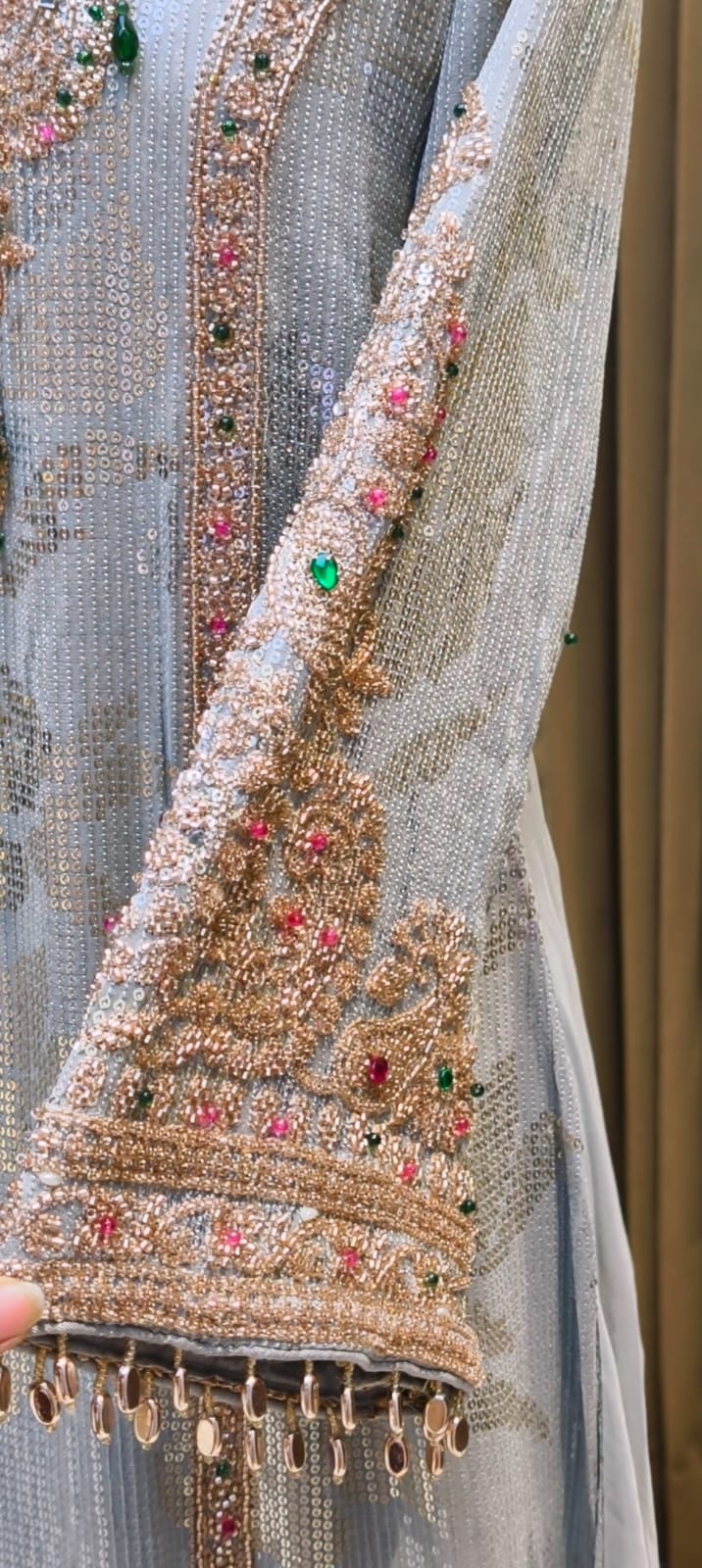 Noor-E-Zareen Premium Heavy Hand Embroidered Sequin & Stone Work Kurta Palazzo Set with Dupatta-14475
