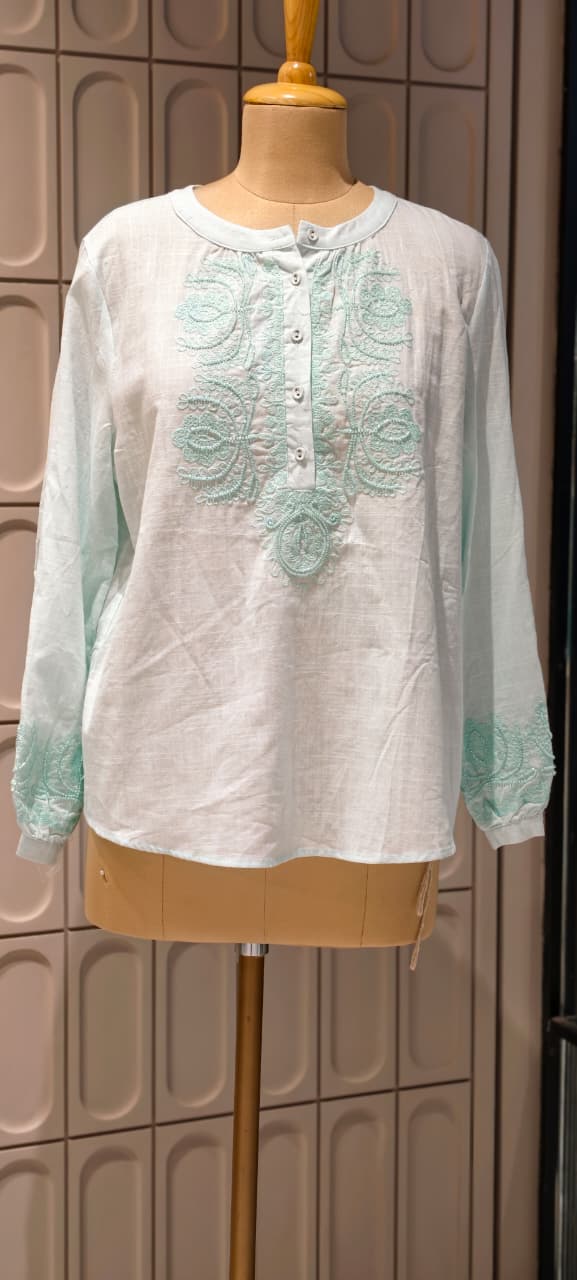 Embroidered Yoke With Cut-Dana Highlights Casual Western Imported Top- 15154