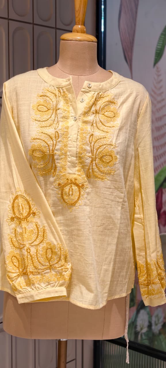 Embroidered Yoke With Cut-Dana Highlights Casual Western Imported Top- 15154