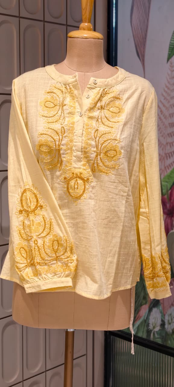 Embroidered Yoke With Cut-Dana Highlights Casual Western Imported Top- 15154