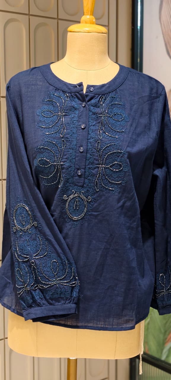 Embroidered Yoke With Cut-Dana Highlights Casual Western Imported Top- 15154