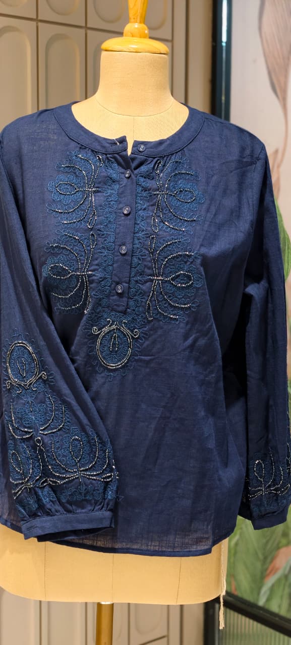 Embroidered Yoke With Cut-Dana Highlights Casual Western Imported Top- 15154