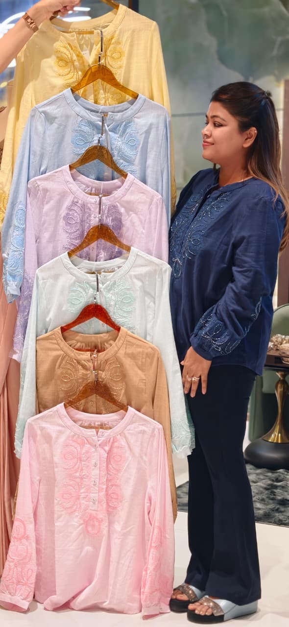 Embroidered Yoke With Cut-Dana Highlights Casual Western Imported Top- 15154
