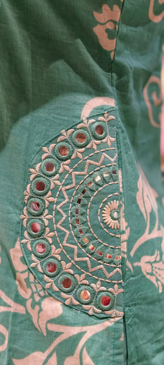 Ivory Blossom Elegance Noor Floral Printed Charm Cotton Full Suit Set With Dupatta- 15358