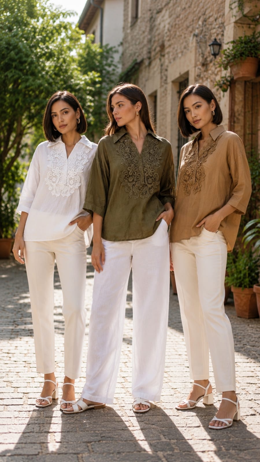 Elysian Lace-Applique Solid Tunic Imported Shirt- 15151