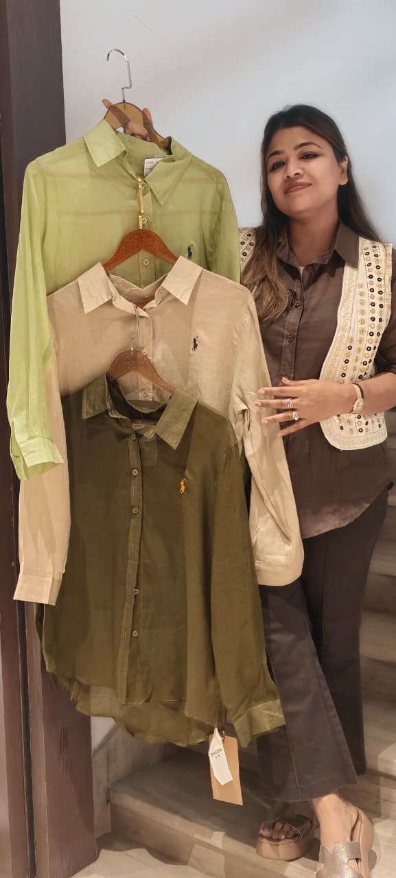 Pure Linen Solid Shade Collared Imported Casual Shirt- 15442