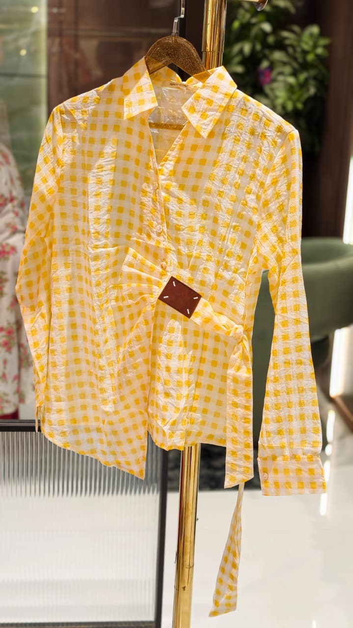 Neon Shades Stunning Stripes & Checks Side Knotted Light Weight Imported Shirt- 15458, 15457