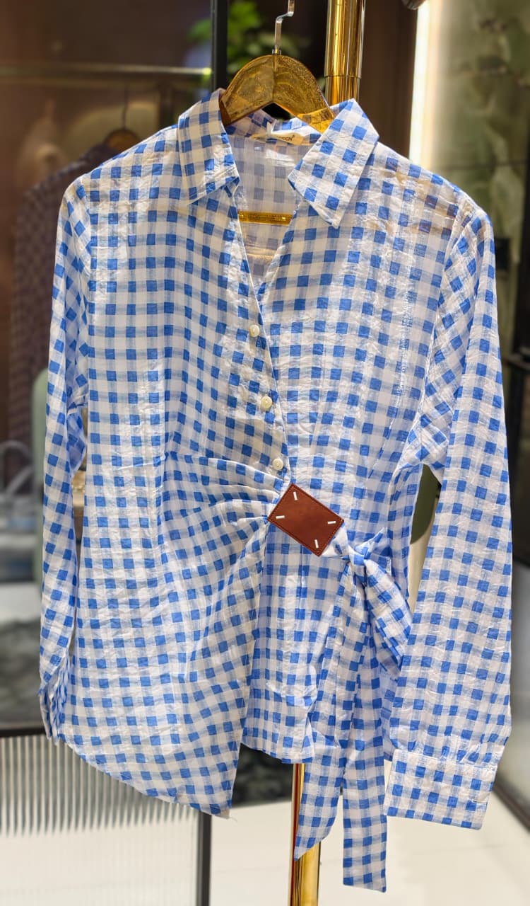 Neon Shades Stunning Stripes & Checks Side Knotted Light Weight Imported Shirt- 15458, 15457