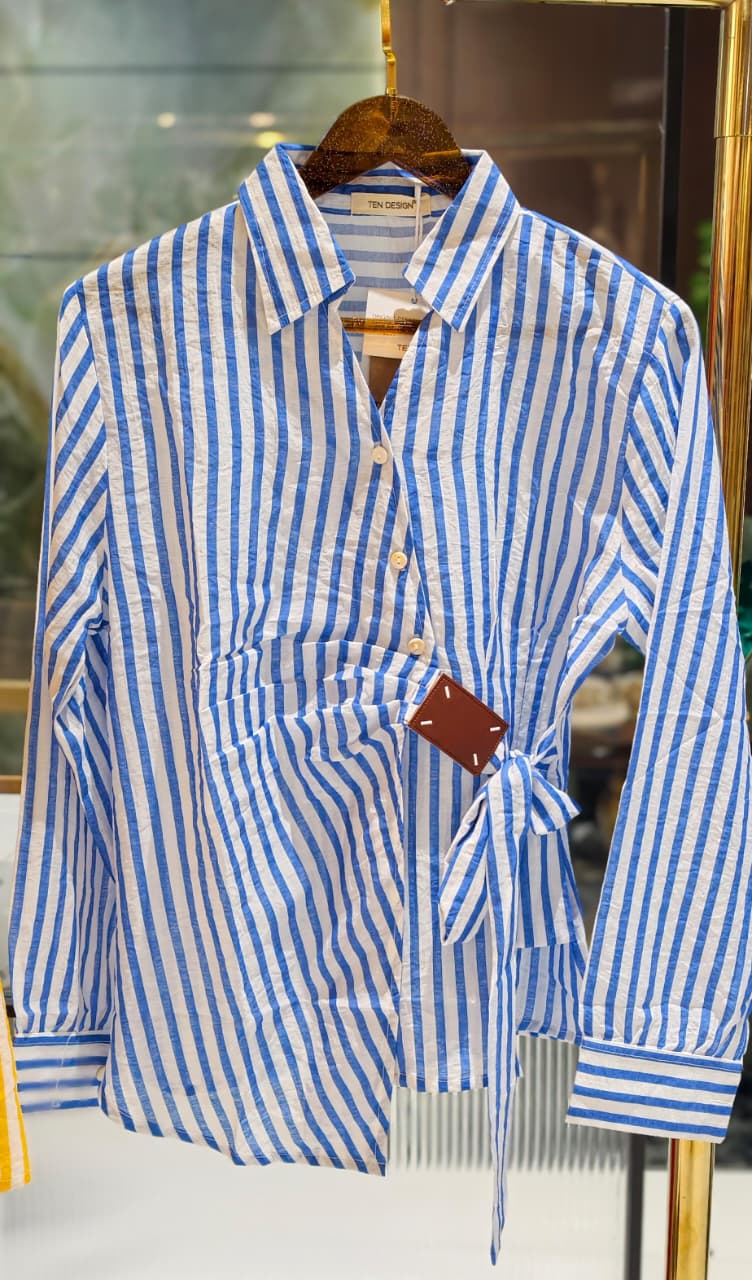 Neon Shades Stunning Stripes & Checks Side Knotted Light Weight Imported Shirt- 15458, 15457
